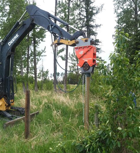 hydraulic post driver for mini excavator|hydraulic fence post attachments.